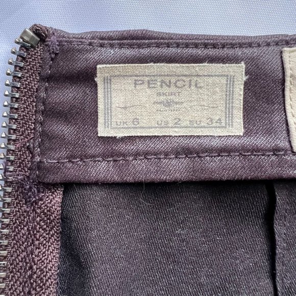 ALL SAINTS Pencil Skirt, Purple Coated Demin Skirt sz 2 - Picture 4 of 6